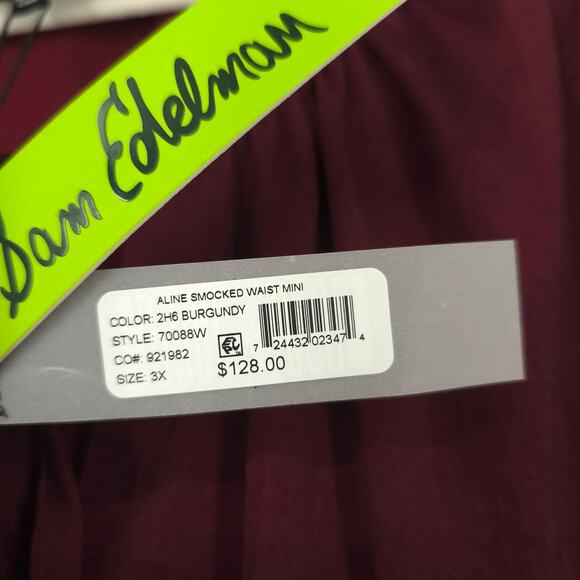 Sam Edelman Burgundy Smocked Plus Size Mini Dress Size 3X NWT - Picture 11 of 11